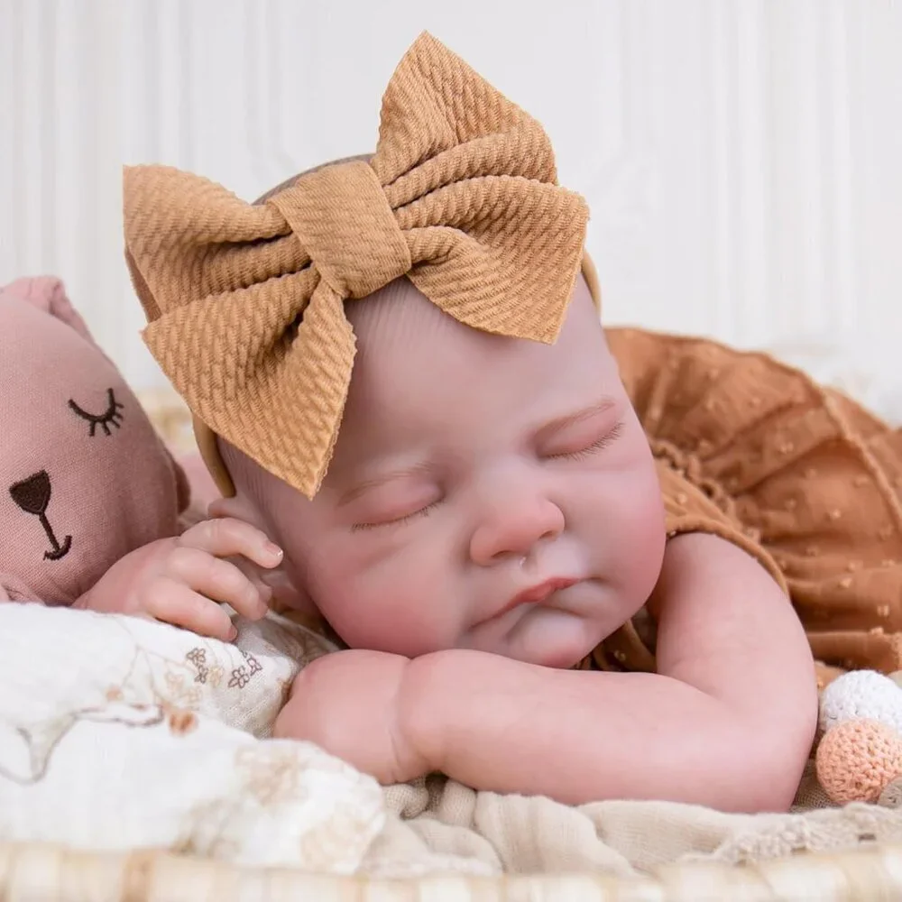 🆕20inch Soft Cloth Body Newborn Baby Poseable Limbs Coffee Doll Baby Girl